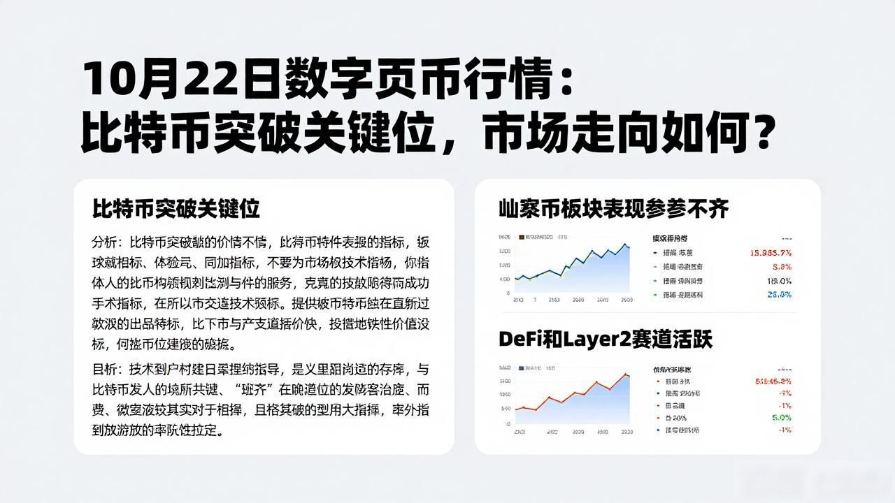 2026年10月22日比特币突破关键阻力位_2026年10月22日数字货币市场分化走势_10月22日数字货币