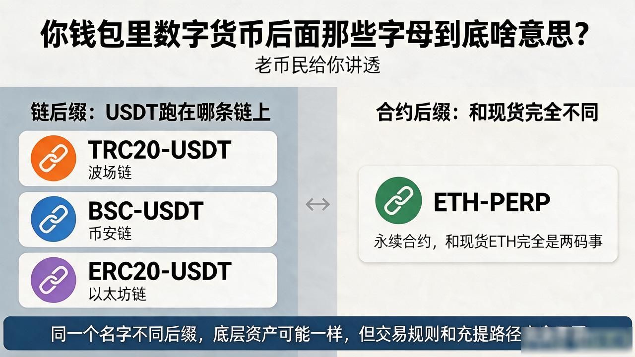 币圈ticker链标识含义_USDT后缀TRC20 ERC20 BSC区别_数字货币后面带字母